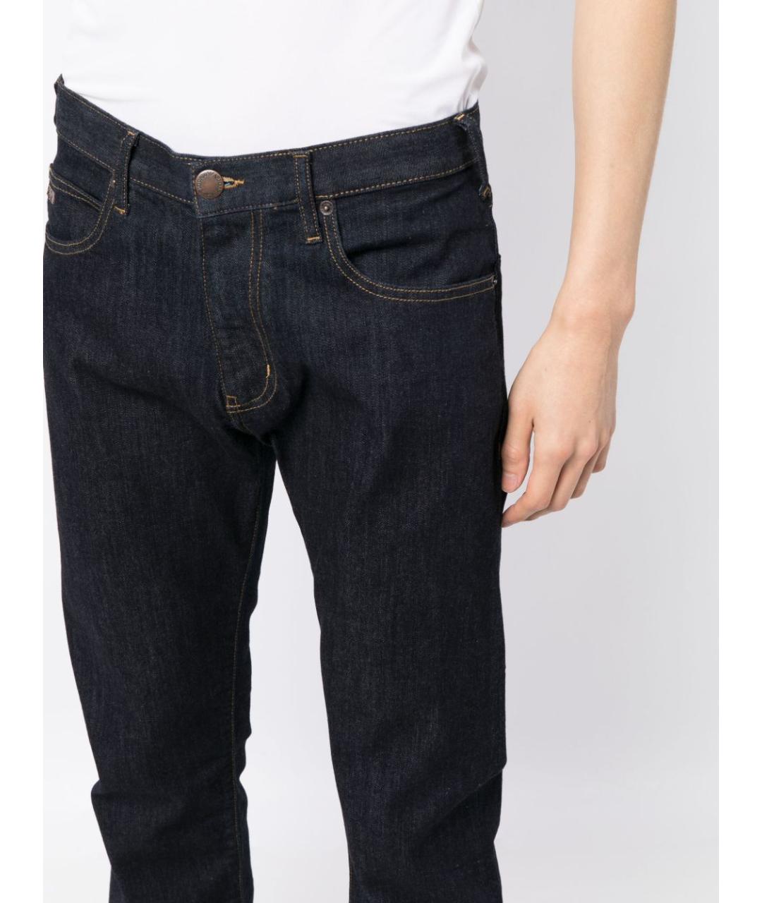 EMPORIO ARMANI Темно-синие хлопковые прямые джинсы, фото 2