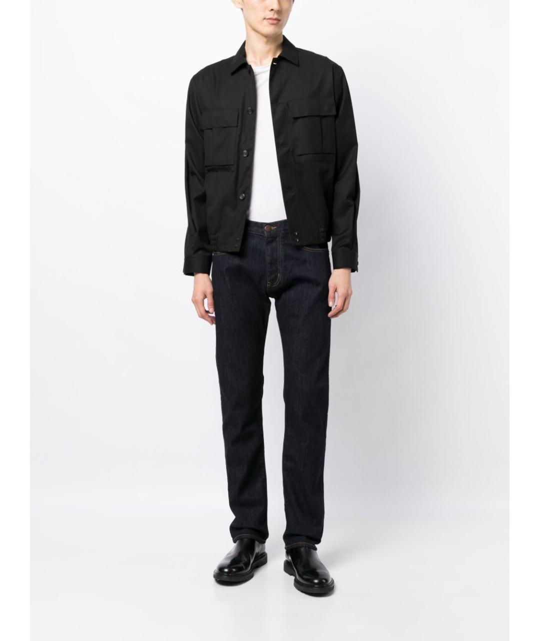 EMPORIO ARMANI Темно-синие хлопковые прямые джинсы, фото 5