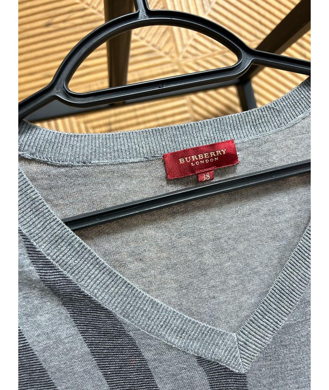 BURBERRY Серый хлопковый джемпер / свитер, фото 4