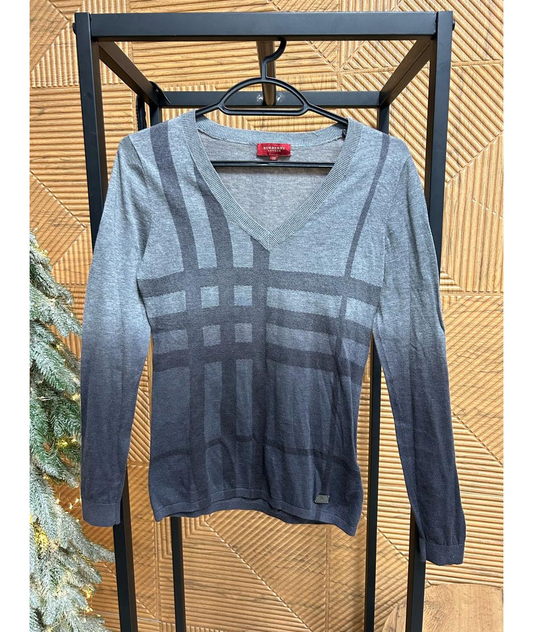 BURBERRY Серый хлопковый джемпер / свитер, фото 6