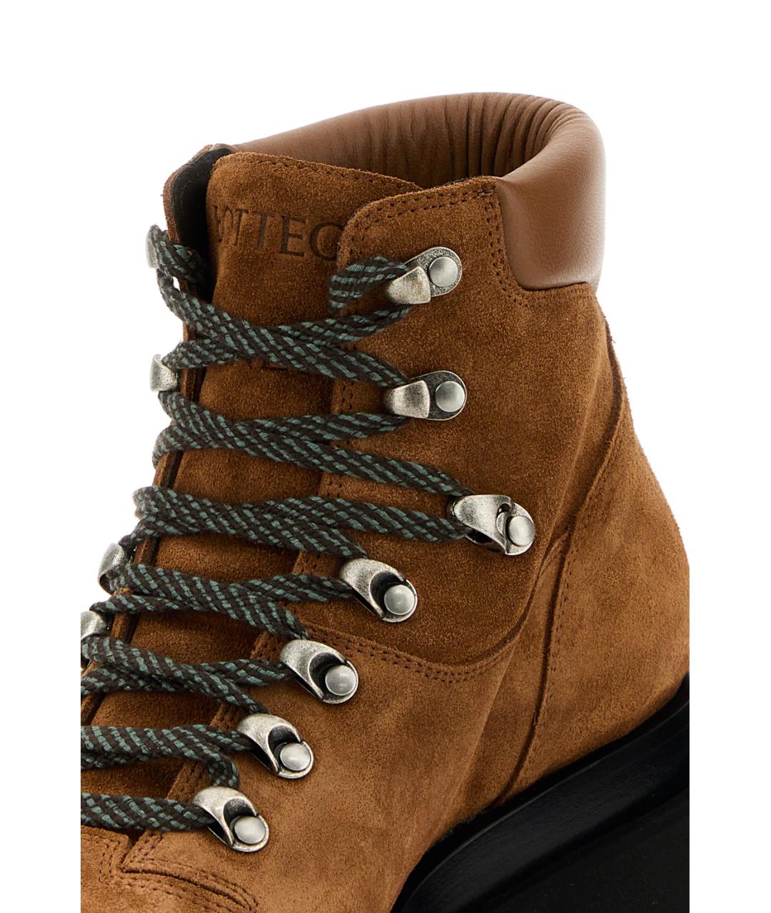 BOTTEGA VENETA Коричневые кожаные низкие ботинки, фото 3