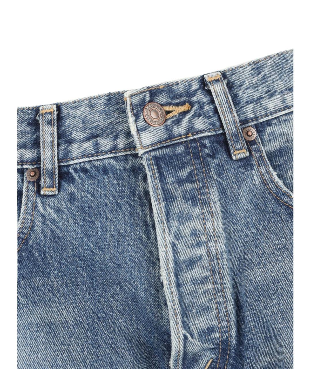 CELINE Голубые хлопковые прямые джинсы, фото 2