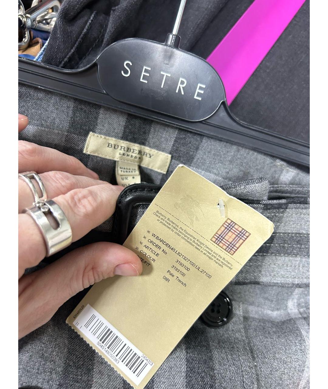 BURBERRY Серая шерстяная юбка мини, фото 6