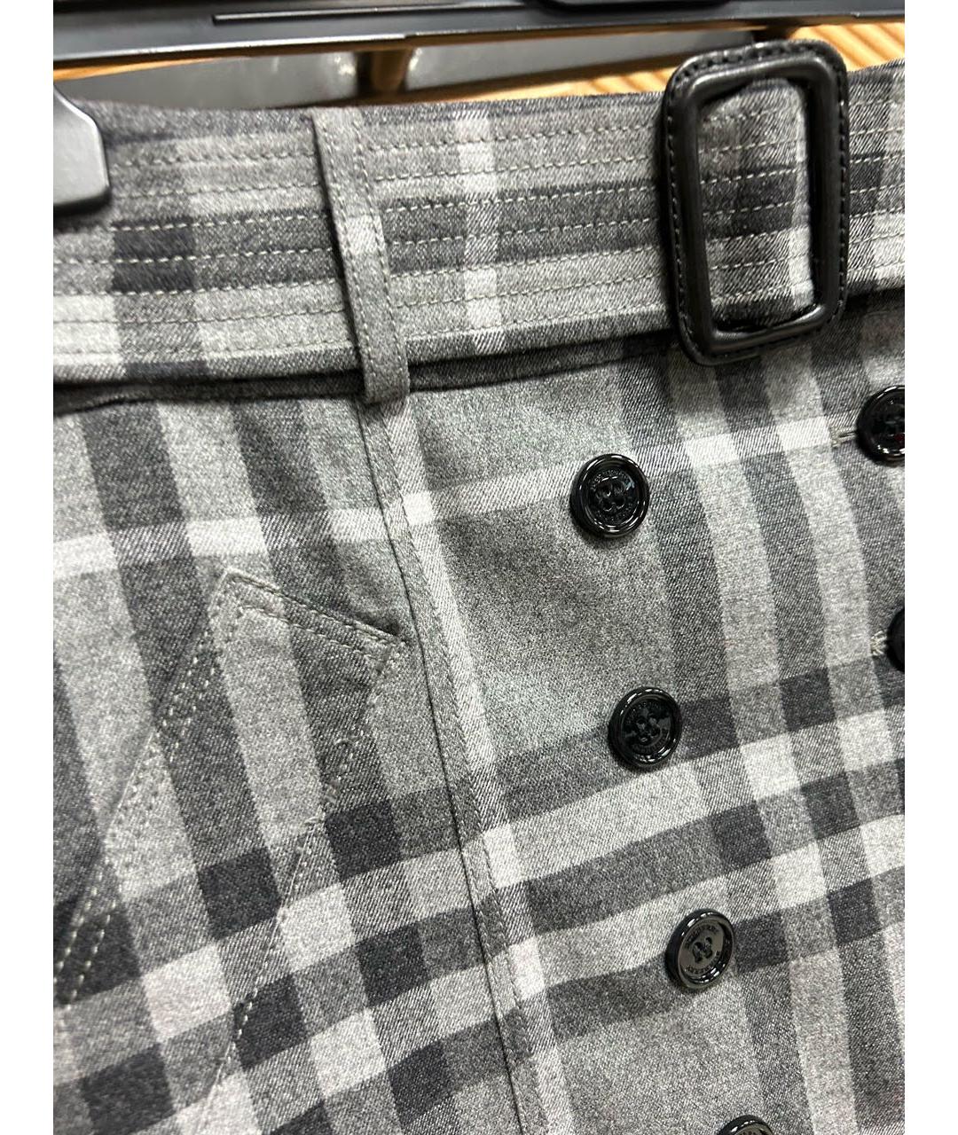 BURBERRY Серая шерстяная юбка мини, фото 5