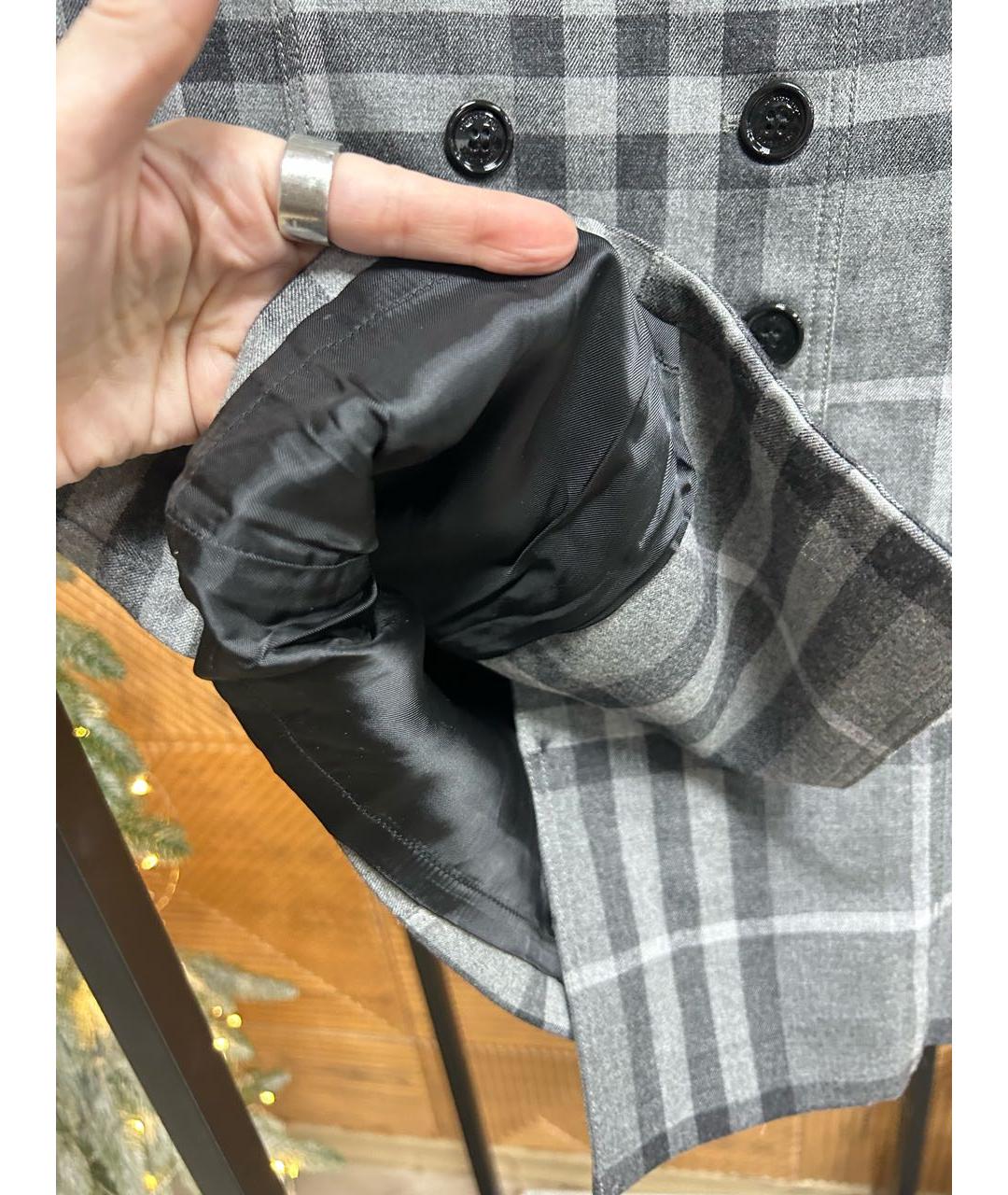 BURBERRY Серая шерстяная юбка мини, фото 3