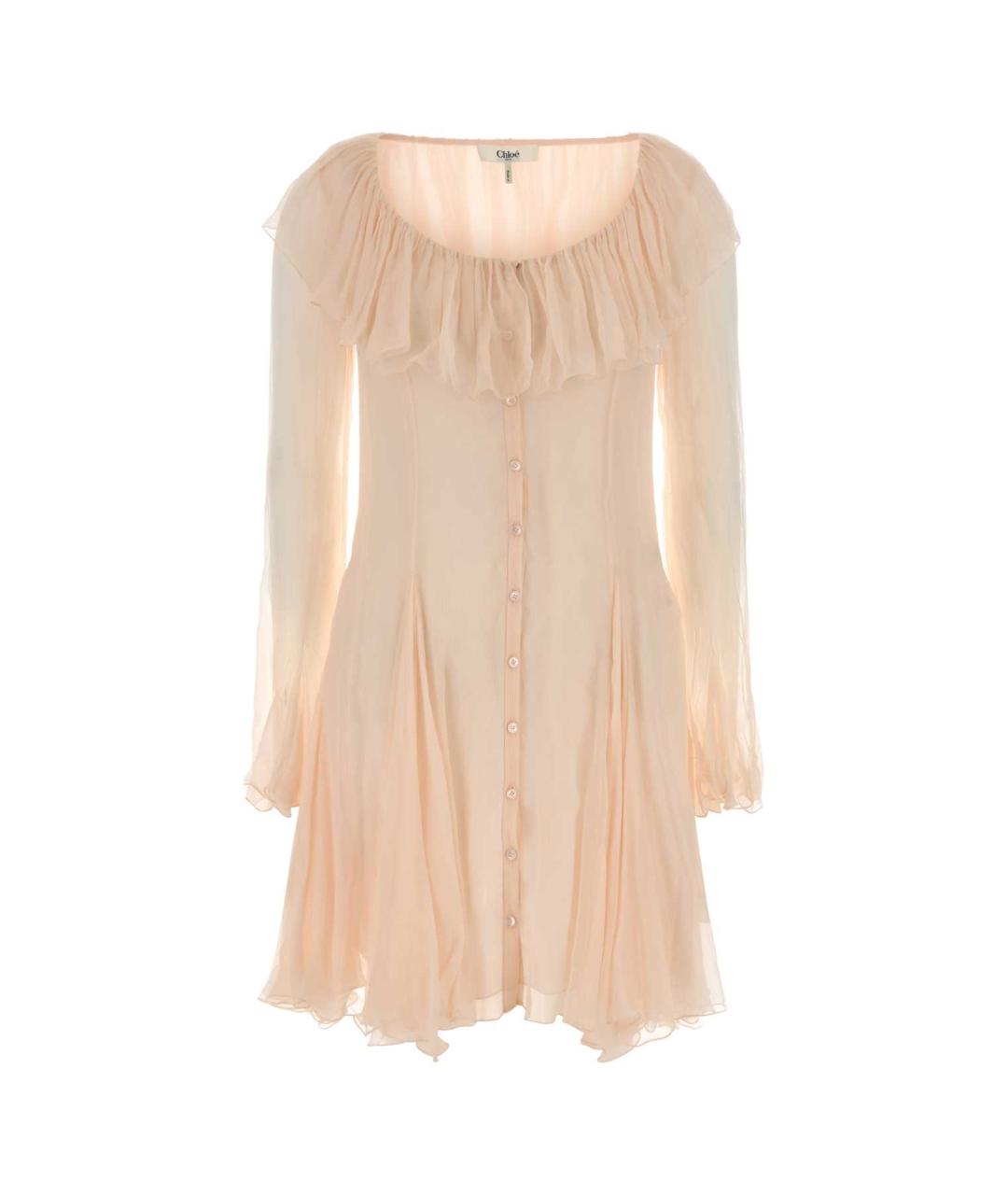 CHLOE Розовое шелковое повседневное платье, фото 1