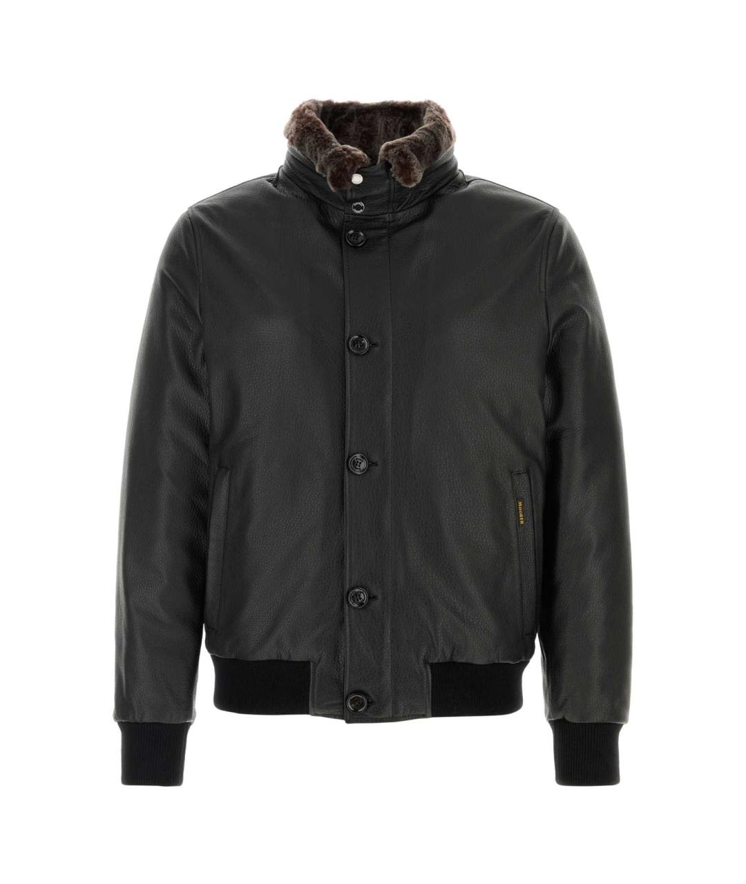 MOORER Черная кожаная куртка, фото 1