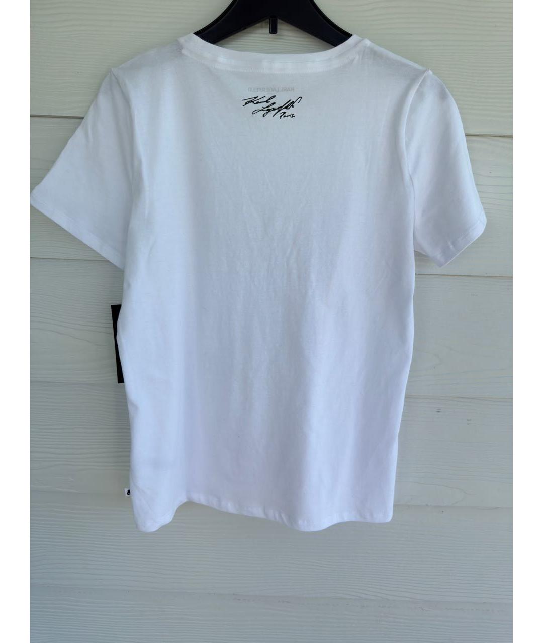 KARL LAGERFELD Белая хлопко-эластановая футболка, фото 7