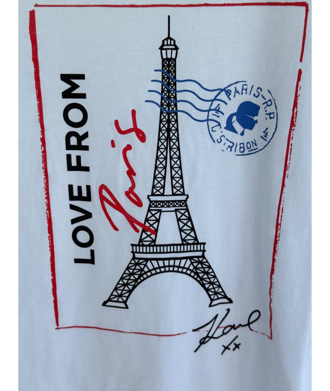 KARL LAGERFELD Белая хлопко-эластановая футболка, фото 3