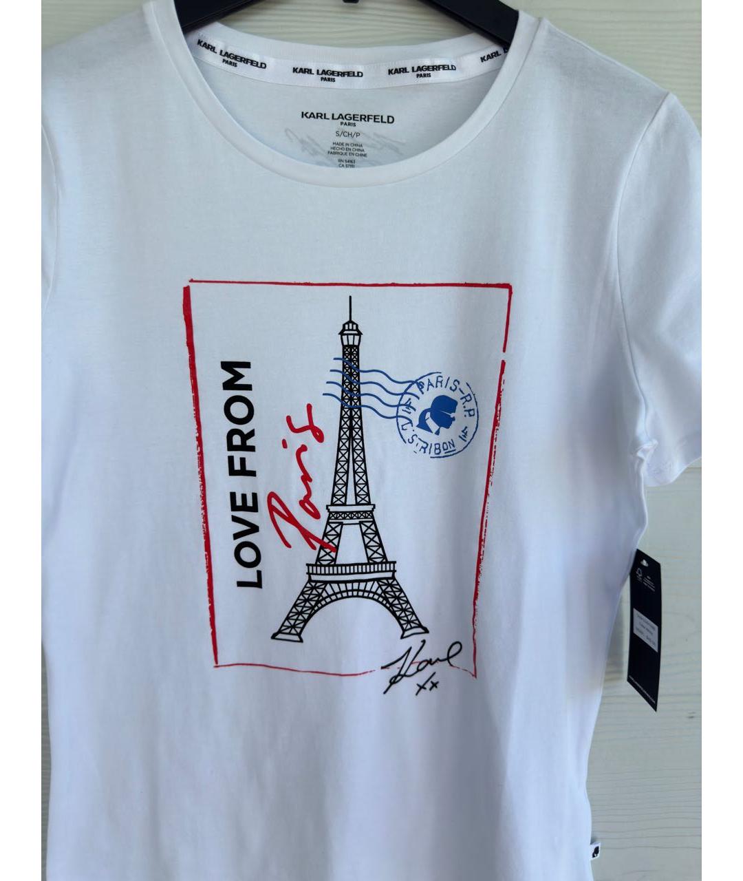 KARL LAGERFELD Белая хлопко-эластановая футболка, фото 2