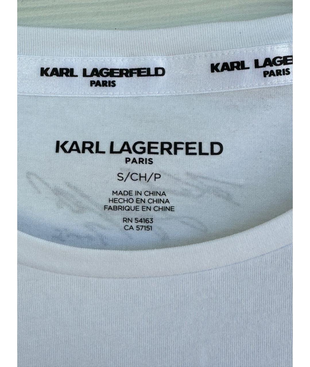 KARL LAGERFELD Белая хлопко-эластановая футболка, фото 4