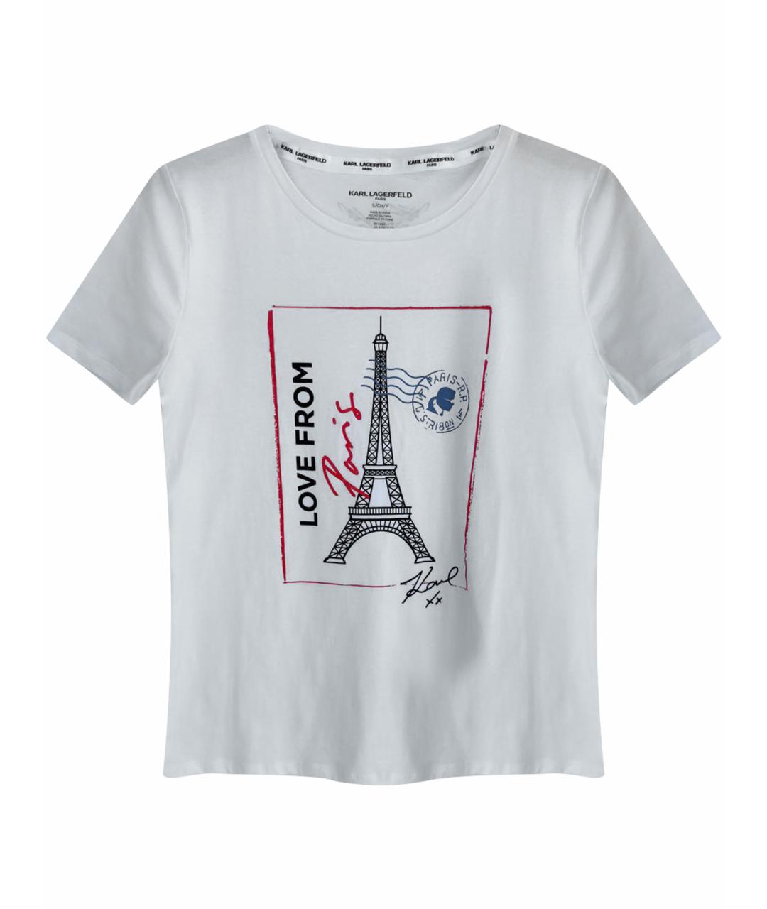 KARL LAGERFELD Белая хлопко-эластановая футболка, фото 1
