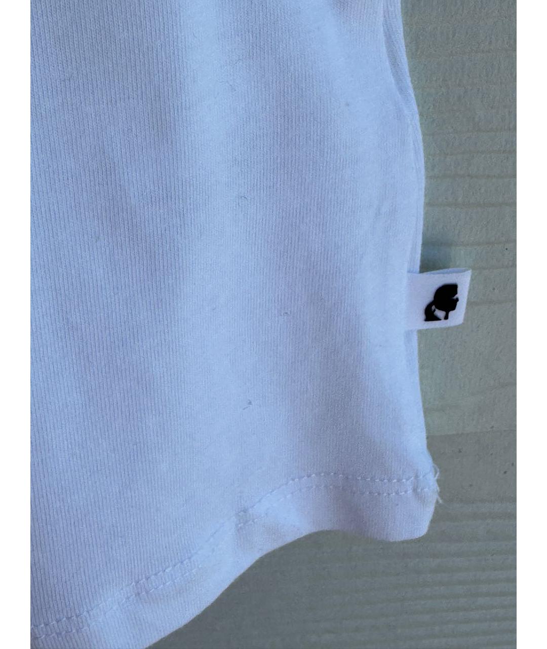 KARL LAGERFELD Белая хлопко-эластановая футболка, фото 5