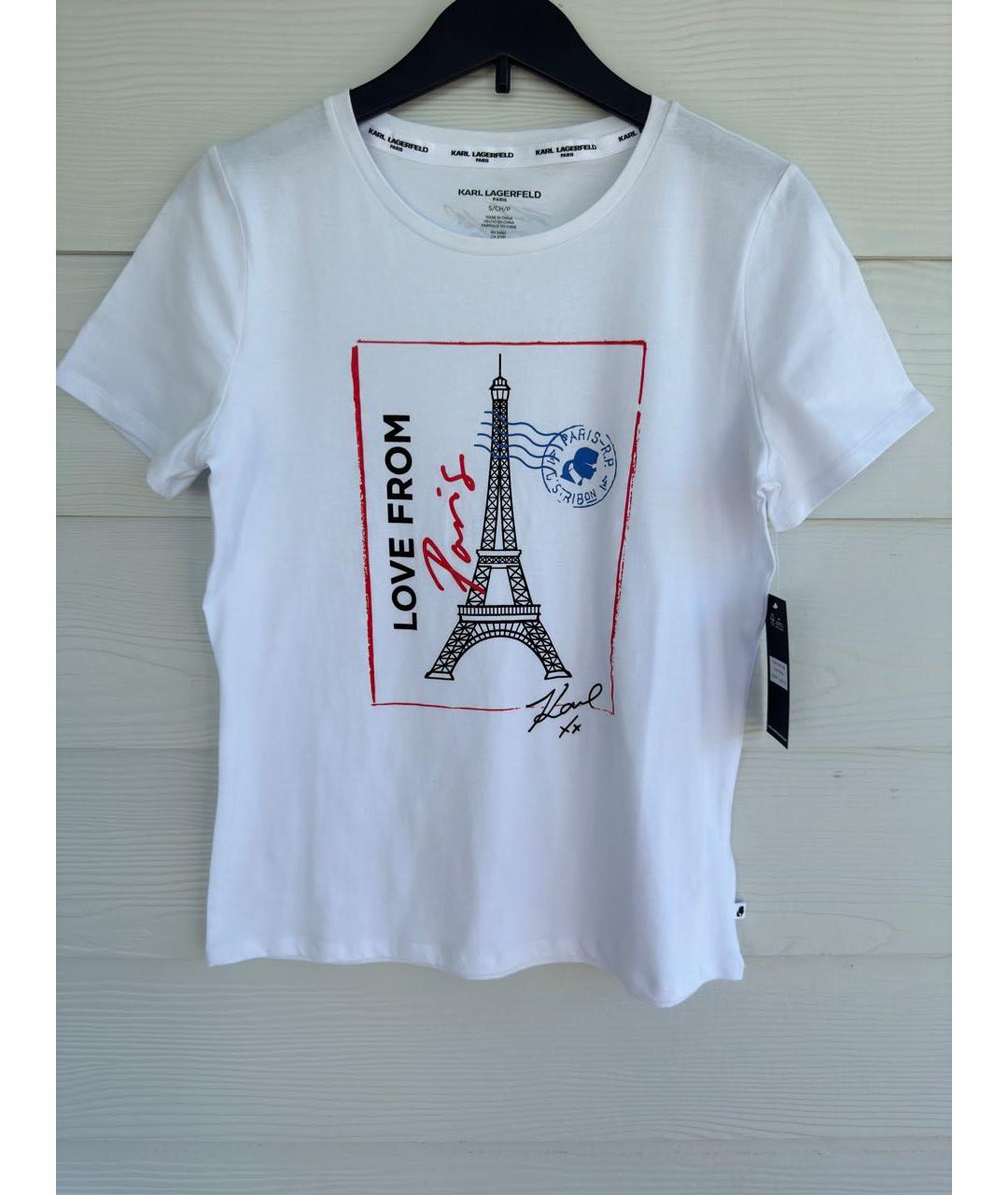 KARL LAGERFELD Белая хлопко-эластановая футболка, фото 9