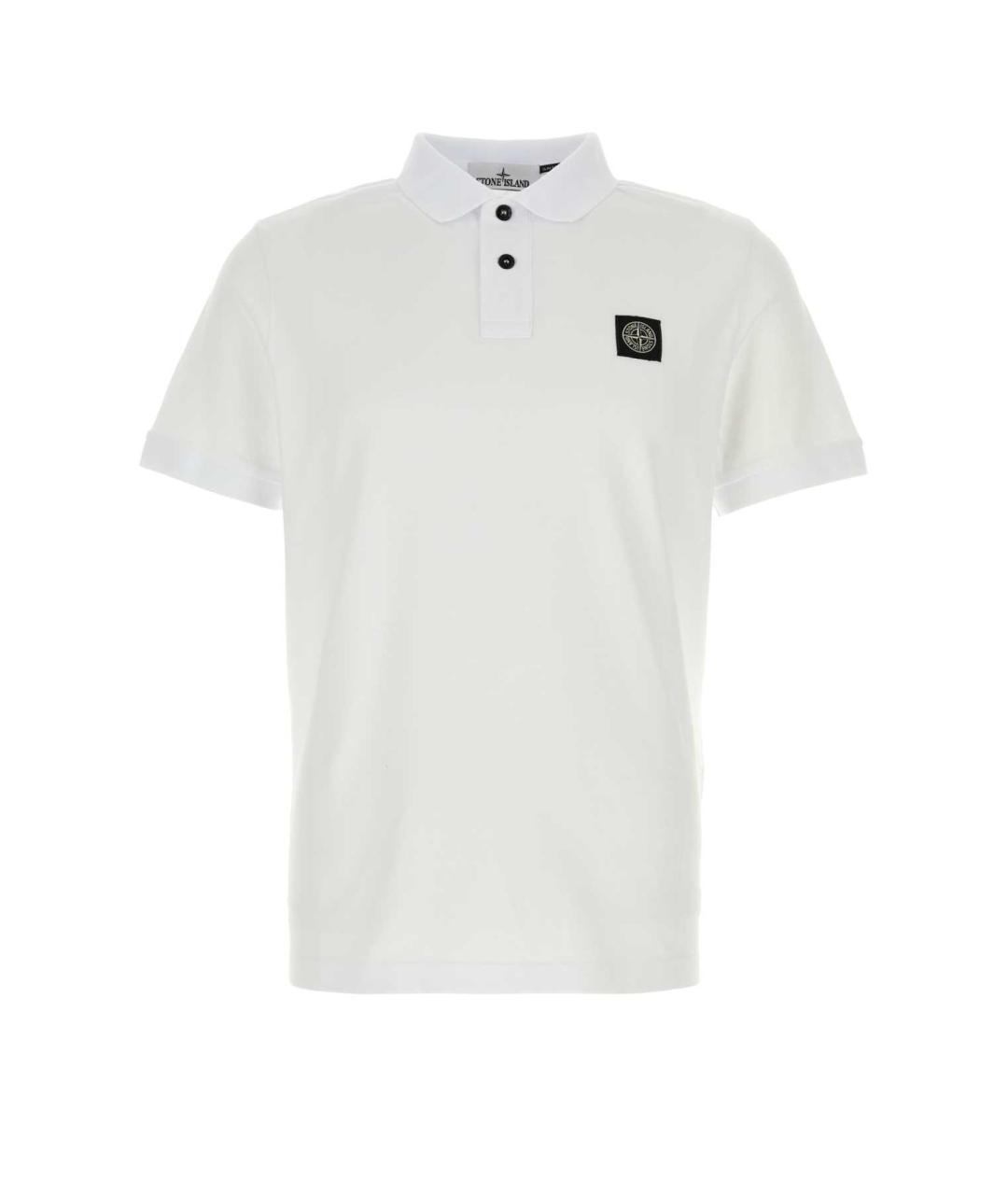 STONE ISLAND Белое хлопковое поло с коротким рукавом, фото 1