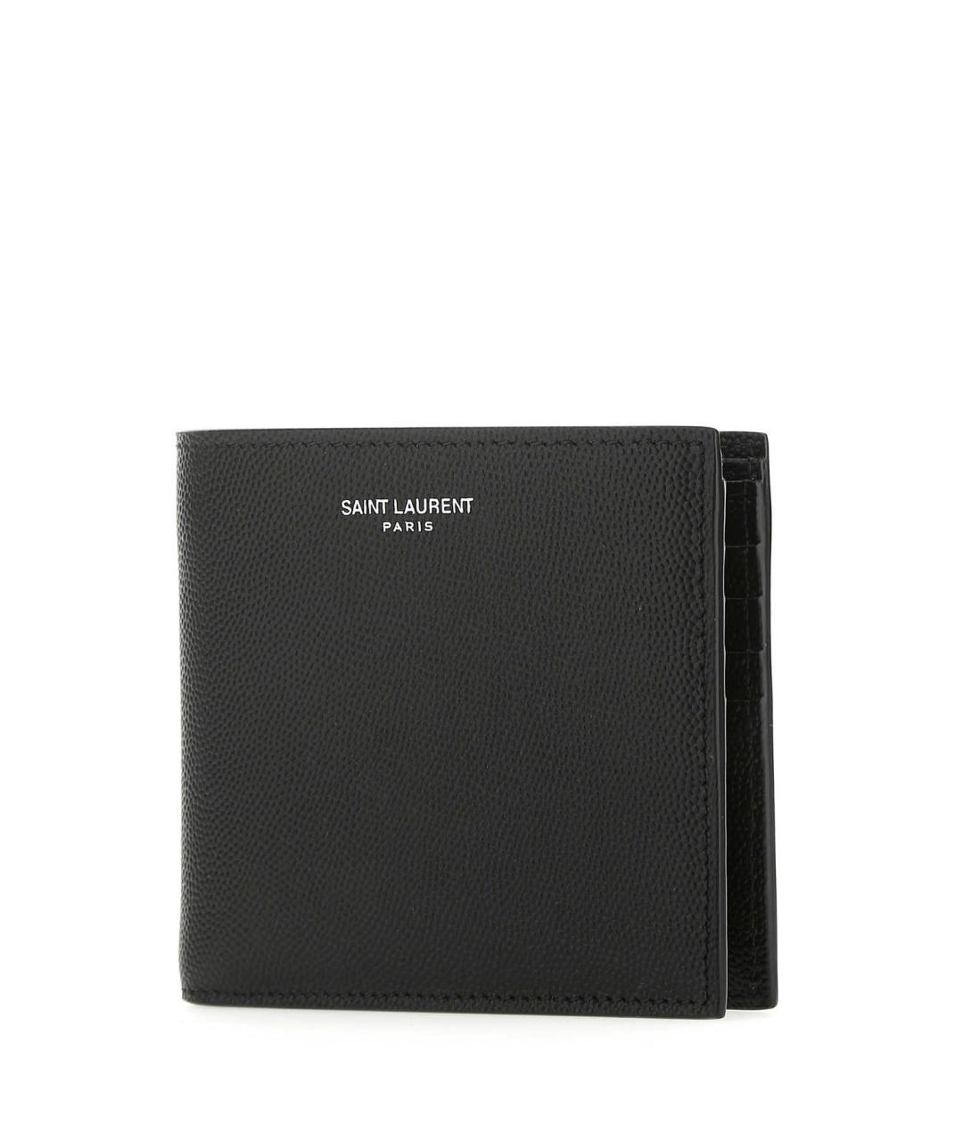 SAINT LAURENT Черный кожаный кошелек, фото 2