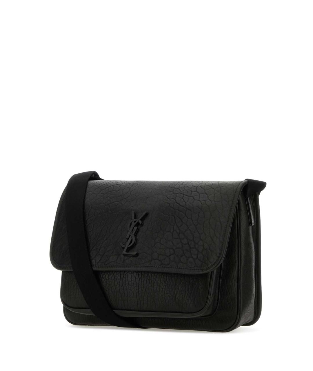 SAINT LAURENT Черная кожаная сумка на плечо, фото 2