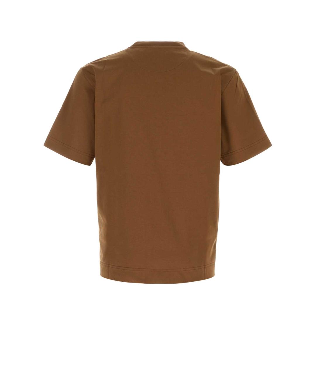 FENDI Коричневая хлопковая футболка, фото 2
