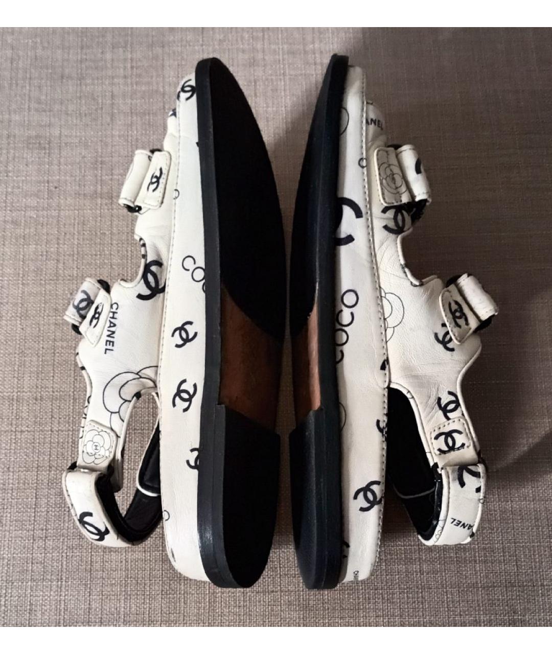 CHANEL Белые кожаные сандалии, фото 9