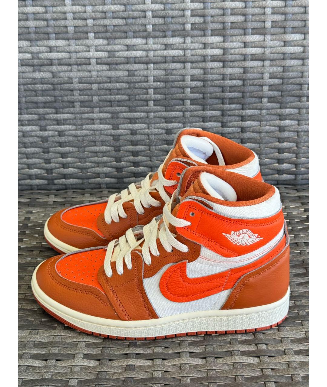 JORDAN Оранжевое кожаные кеды, фото 9