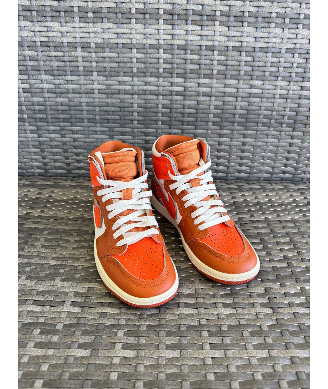 JORDAN Оранжевое кожаные кеды, фото 2