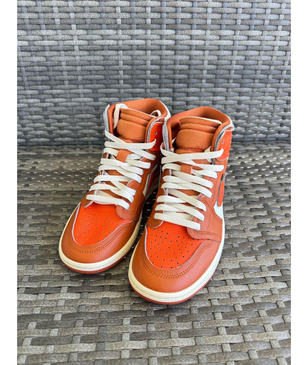 JORDAN Оранжевое кожаные кеды, фото 3