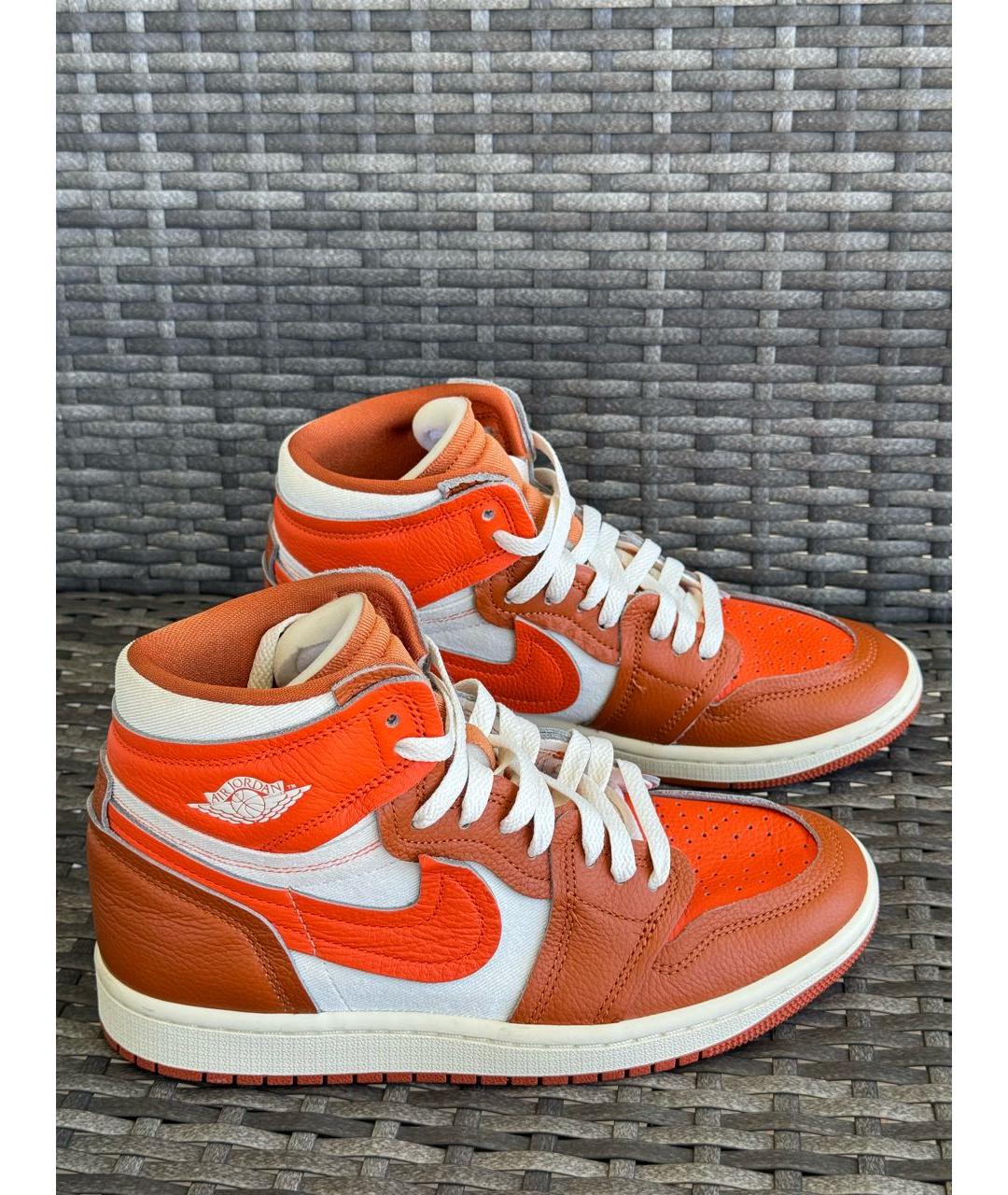 JORDAN Оранжевое кожаные кеды, фото 6