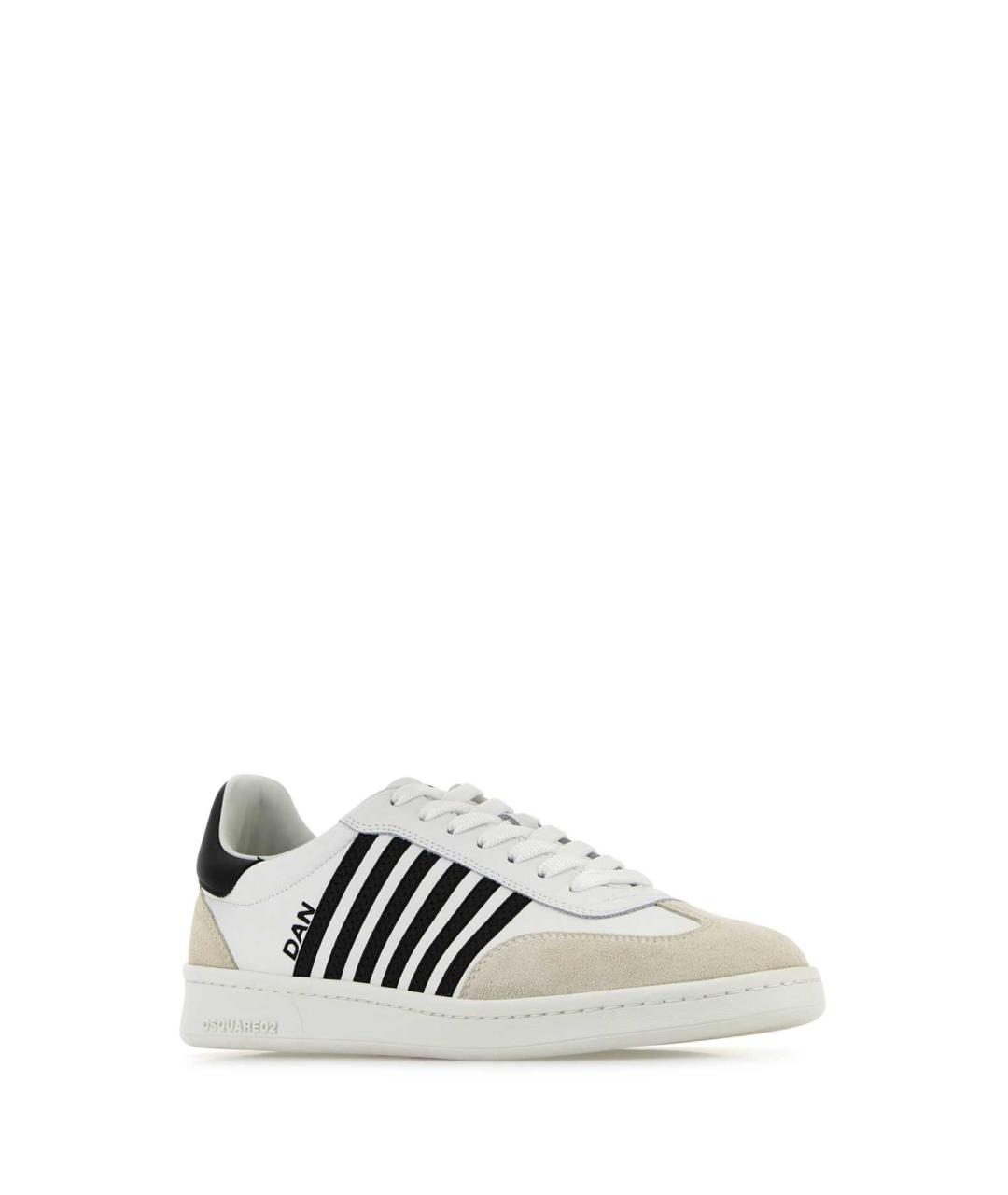 DSQUARED2 Белые кожаные низкие кроссовки / кеды, фото 2