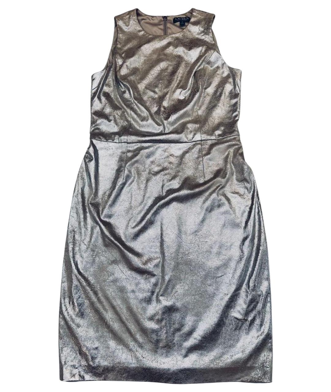 RALPH LAUREN Серебряное хлопковое коктейльное платье, фото 1
