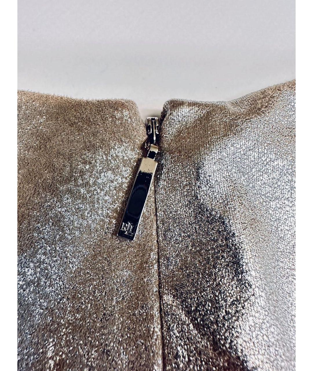 RALPH LAUREN Серебряное хлопковое коктейльное платье, фото 3