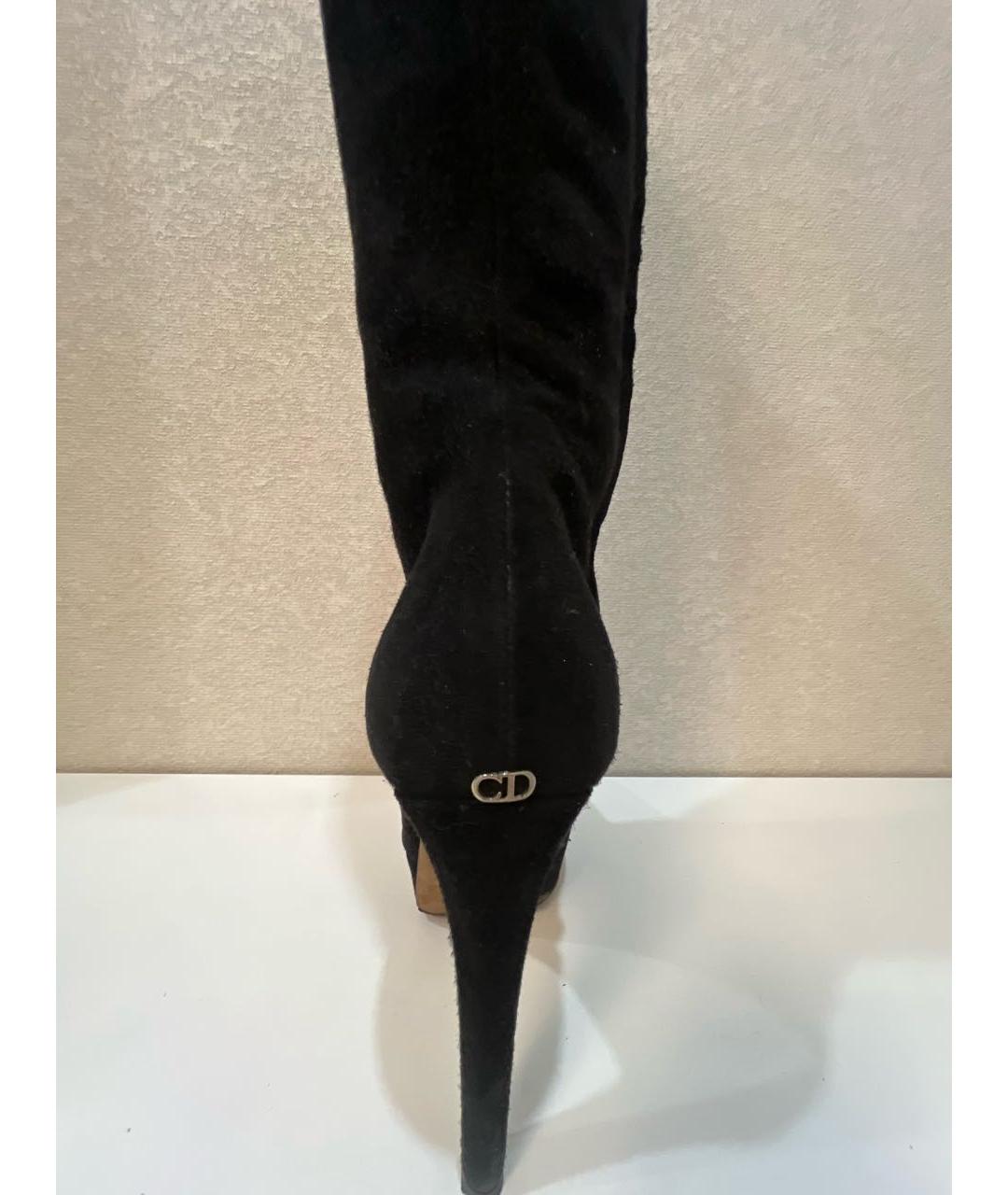 CHRISTIAN DIOR Черные замшевые сапоги, фото 5