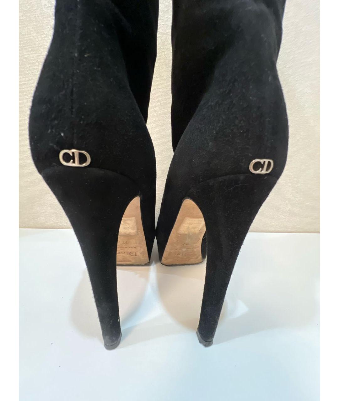 CHRISTIAN DIOR Черные замшевые сапоги, фото 6