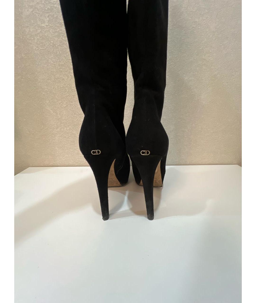 CHRISTIAN DIOR Черные замшевые сапоги, фото 4