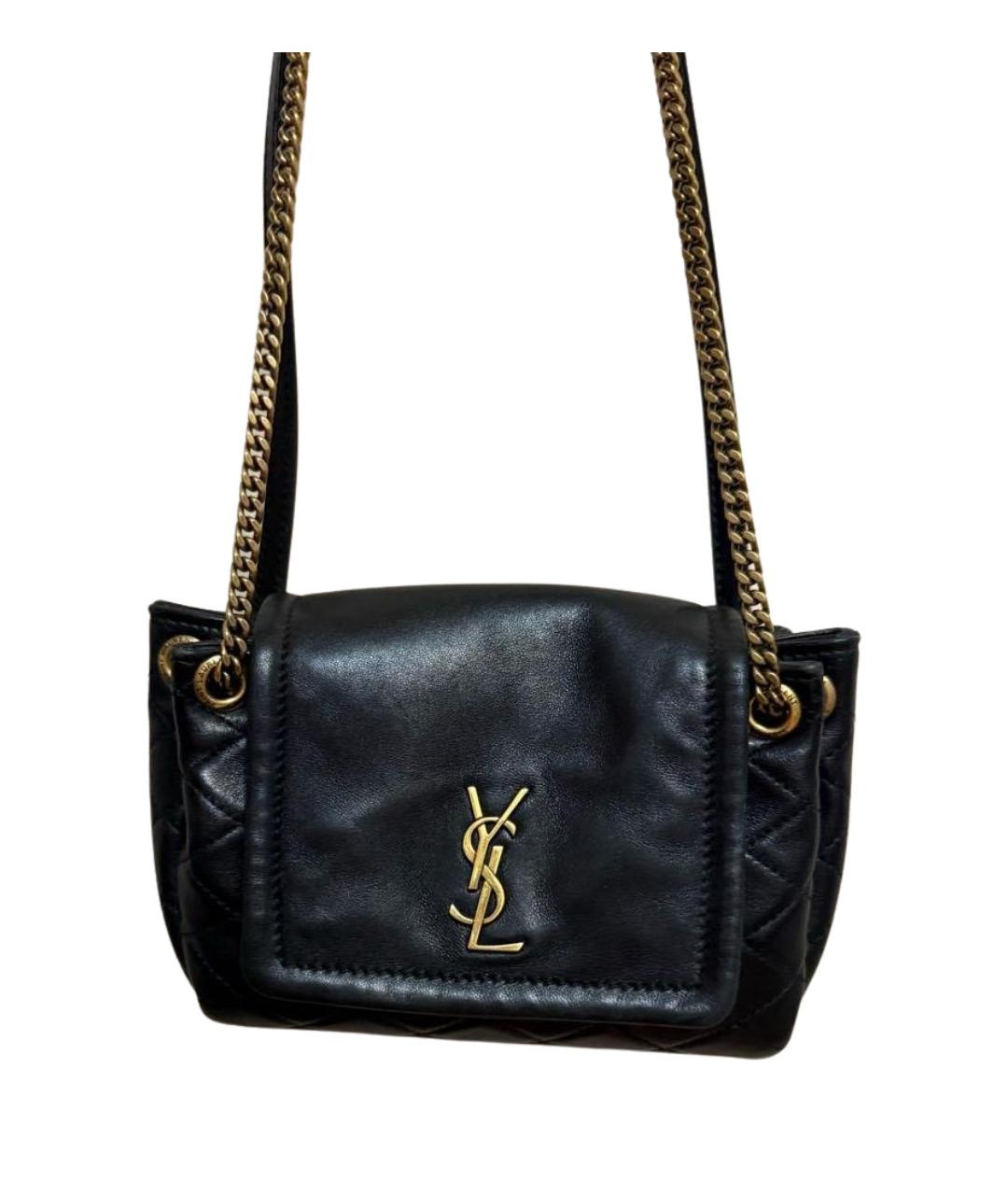 SAINT LAURENT Черная кожаная сумка с короткими ручками, фото 1