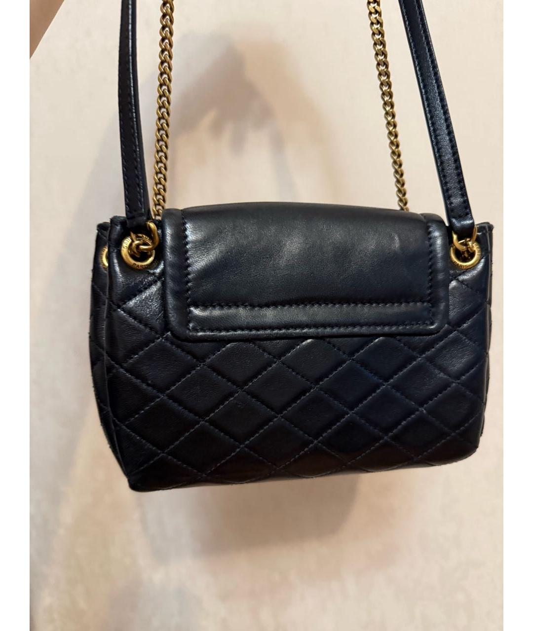 SAINT LAURENT Черная кожаная сумка с короткими ручками, фото 3