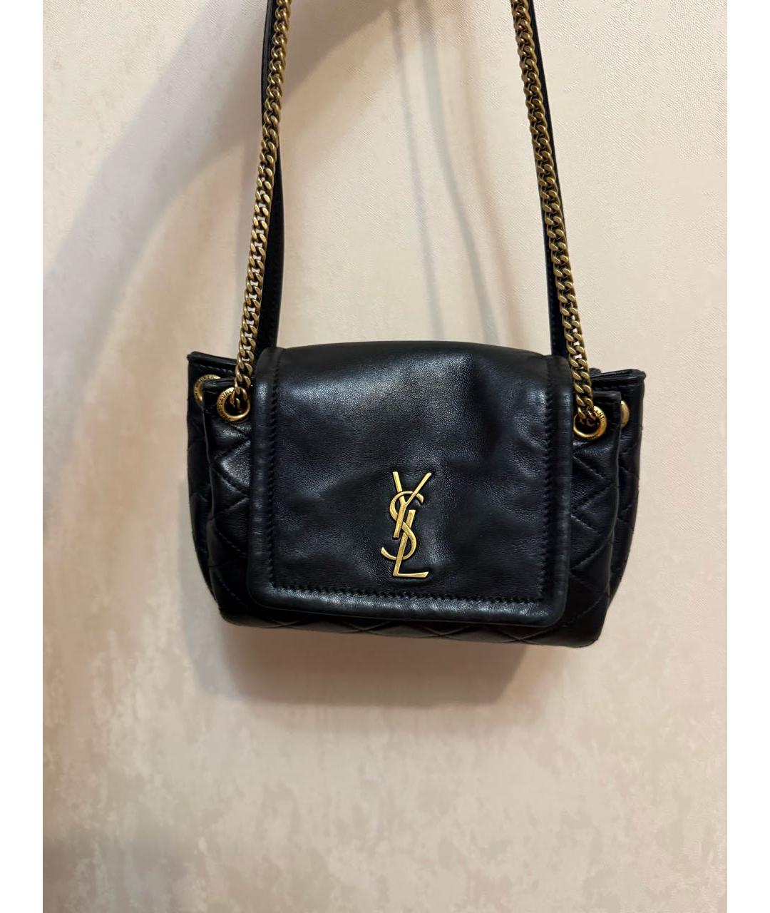 SAINT LAURENT Черная кожаная сумка с короткими ручками, фото 6