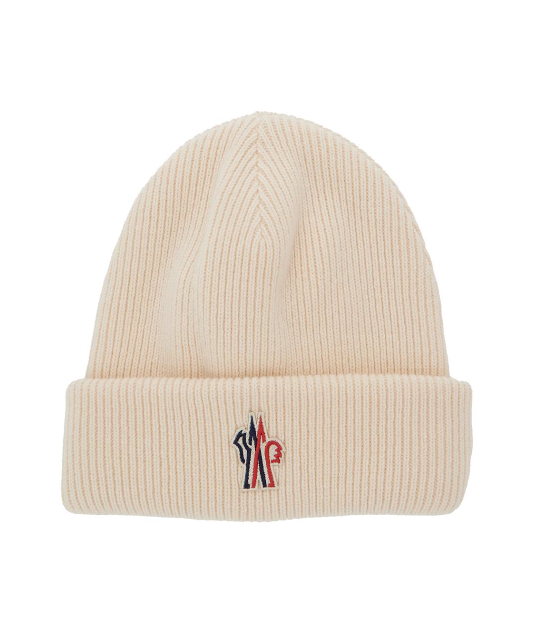 MONCLER GRENOBLE Белая шерстяная шапка, фото 1