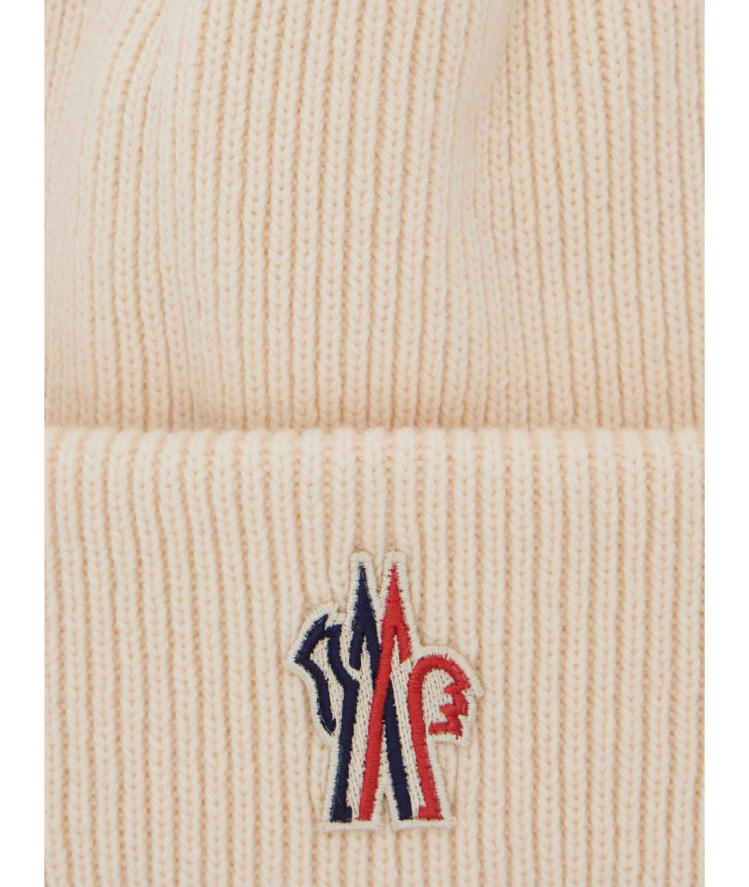 MONCLER GRENOBLE Белая шерстяная шапка, фото 3