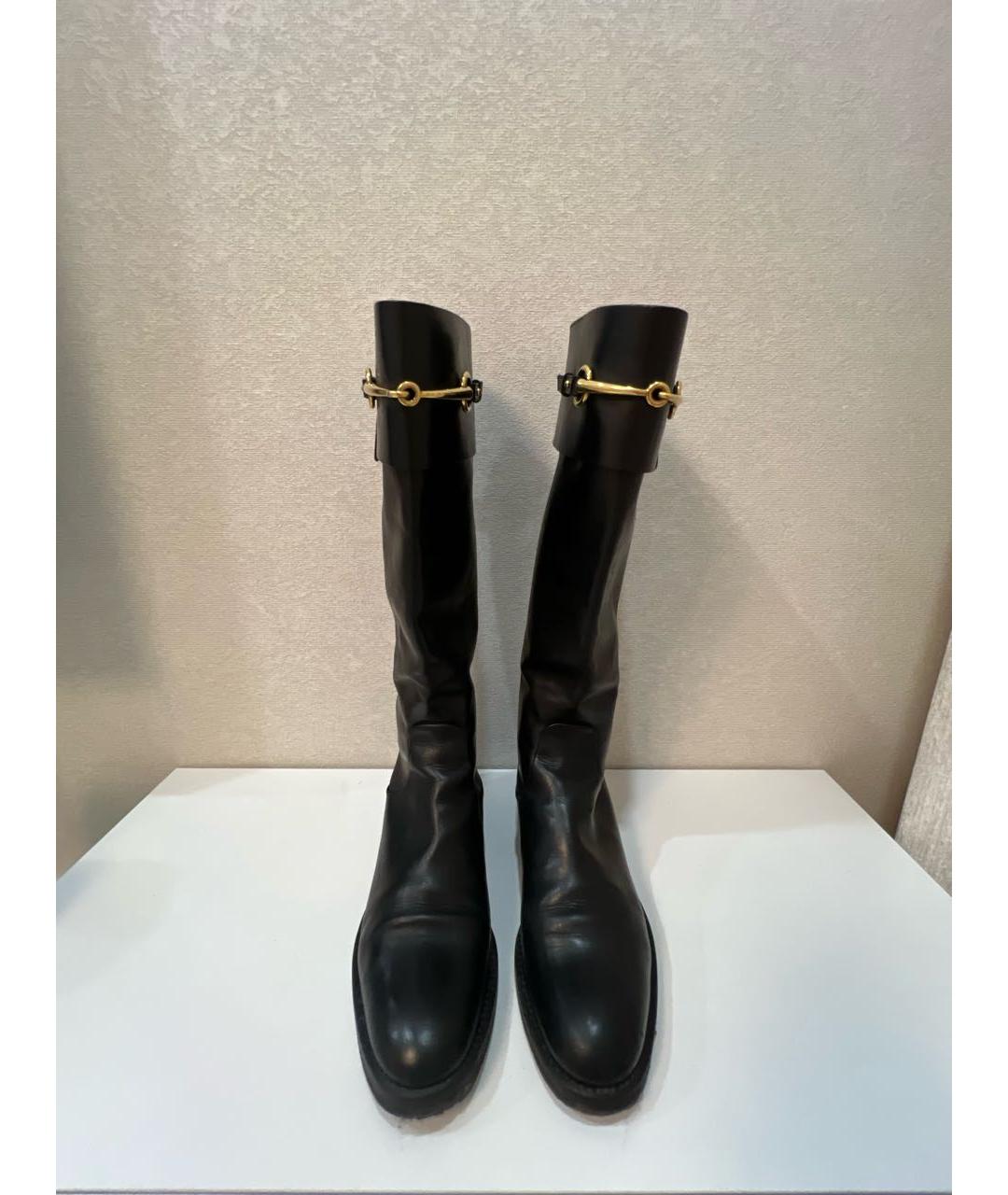 GUCCI Черные кожаные сапоги, фото 2