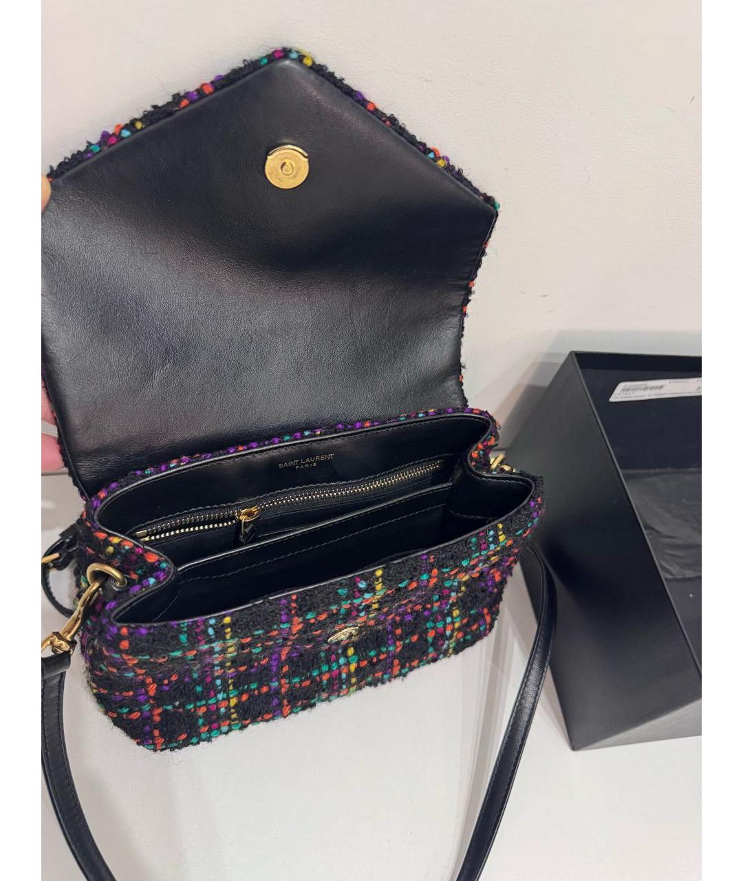 SAINT LAURENT Черная тканевая сумка через плечо, фото 4