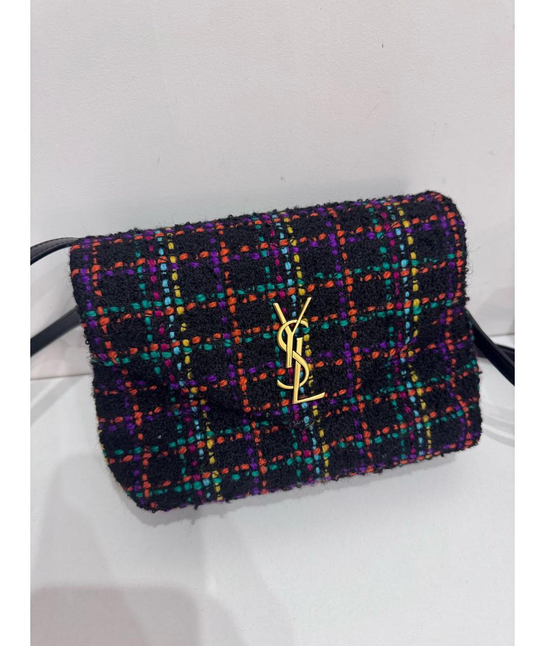 SAINT LAURENT Черная тканевая сумка через плечо, фото 8