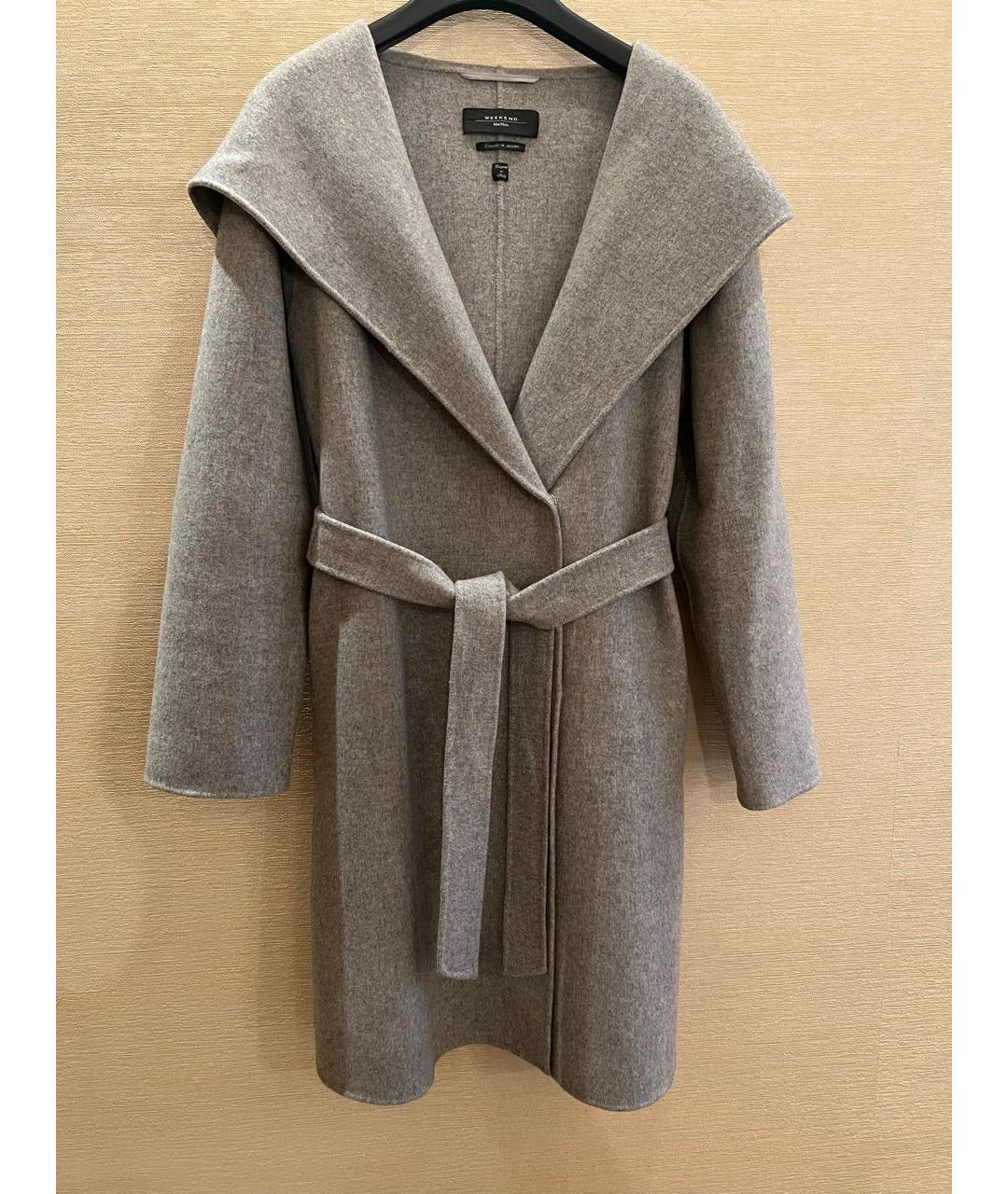 WEEKEND MAX MARA Серое шерстяное пальто, фото 2