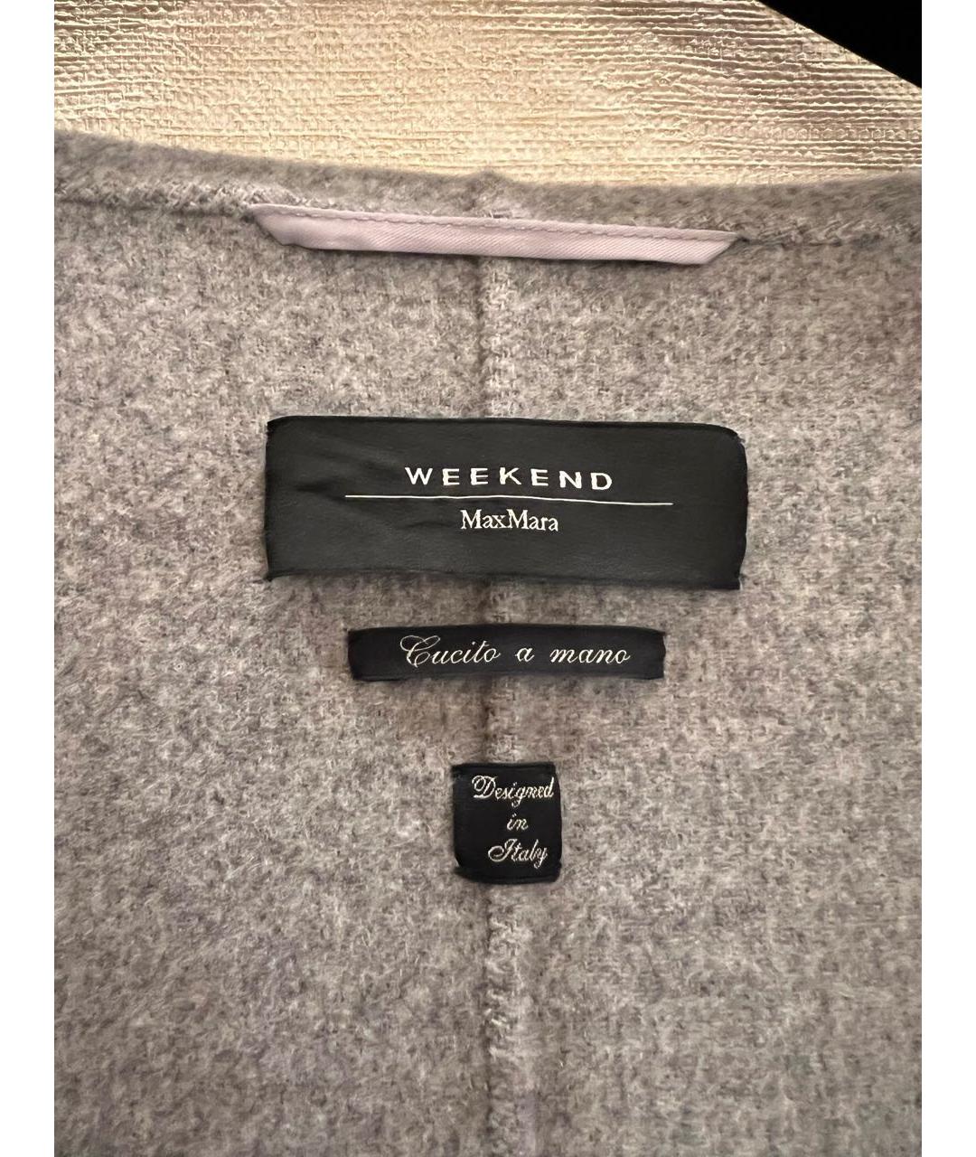 WEEKEND MAX MARA Серое шерстяное пальто, фото 4