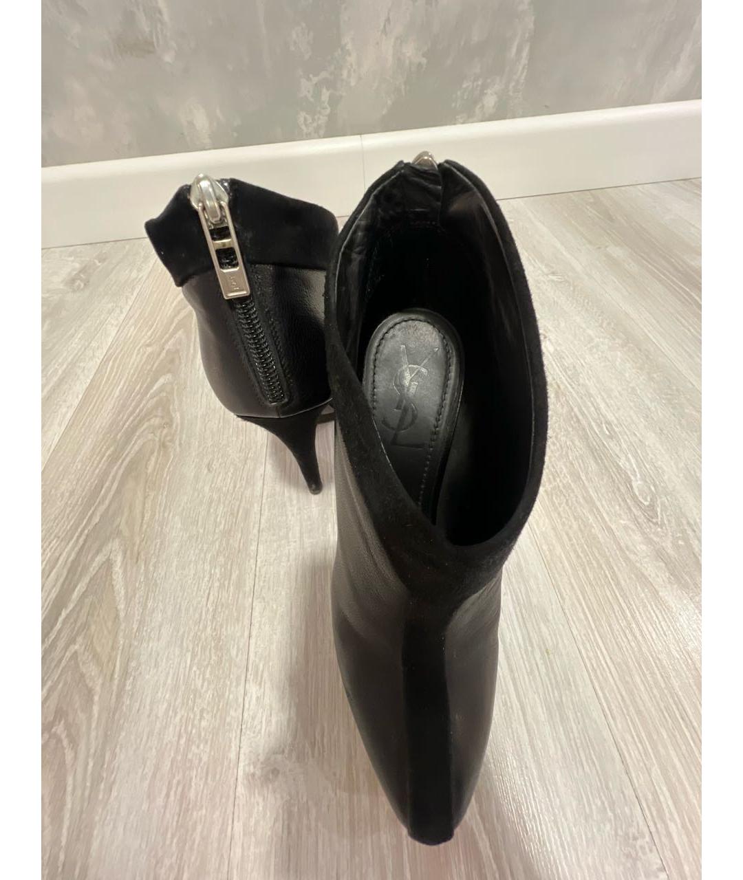SAINT LAURENT Черные кожаные ботильоны, фото 5