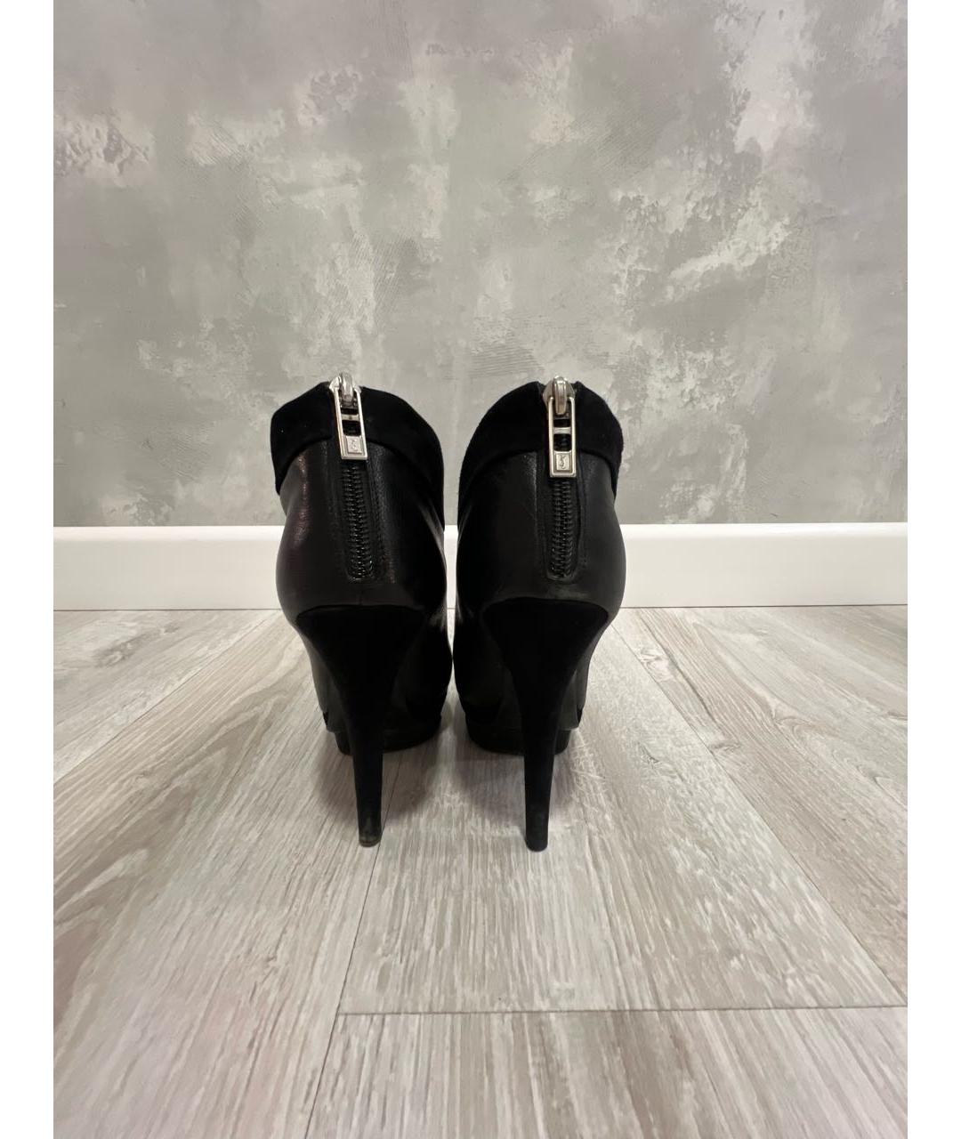 SAINT LAURENT Черные кожаные ботильоны, фото 4