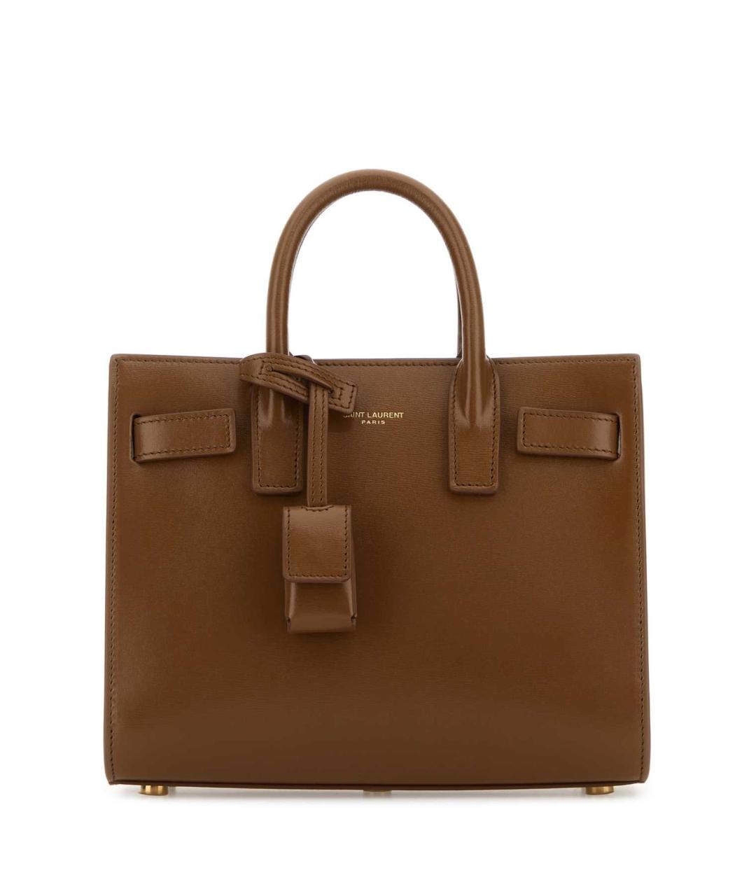 SAINT LAURENT Коричневая кожаная сумка тоут, фото 1