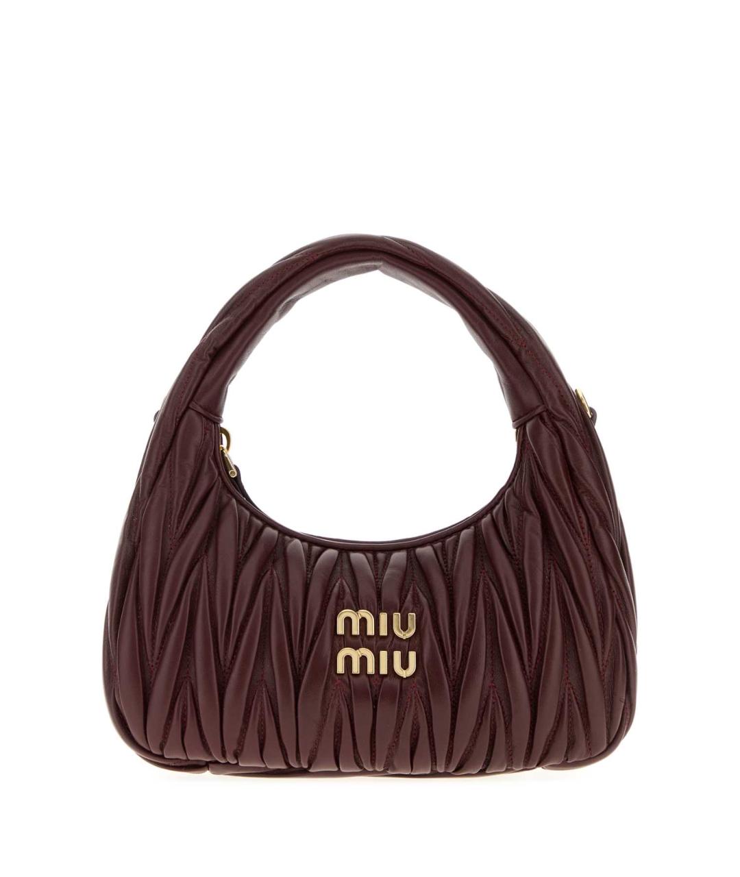 MIU MIU Бордовая кожаная сумка с короткими ручками, фото 1