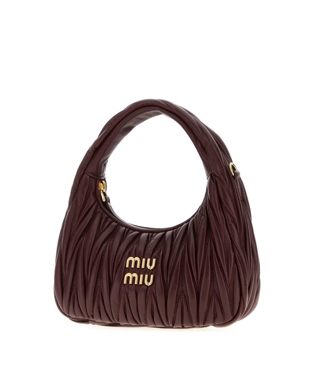 MIU MIU Бордовая кожаная сумка с короткими ручками, фото 2