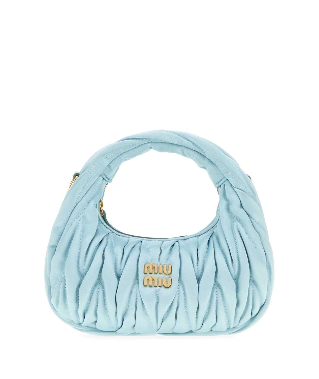 MIU MIU Голубая тканевая сумка с короткими ручками, фото 1