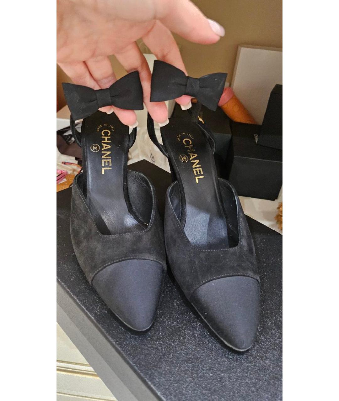 CHANEL Черные замшевые туфли, фото 8